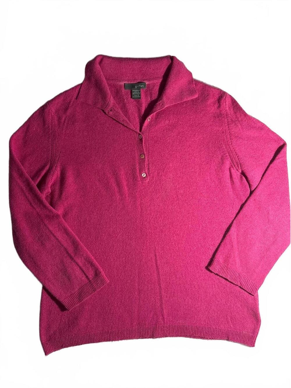 Vintage 100% cashmere collared sweater - fuchsia - S/M (see measurements)